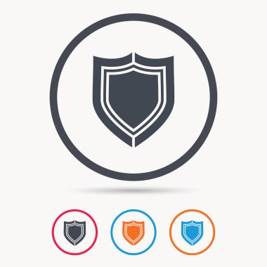 Kalkan koruma simgesi. Savunma ekipman işareti.