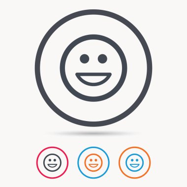 Mutlu gülümseme simgesi. Smiley kahkaha ifade işareti.