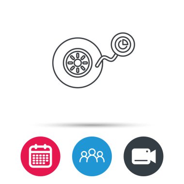 Tekerlek Baskı simgesi. Lastik Servisi işareti.