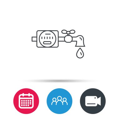 Su sayaç simgesi. Damla işaretiyle boru.