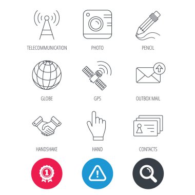 El sıkışma, kişiler ve gps uydu simgeleri.