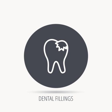 Diş dolguları simgesi. Diş restorasyon işareti.