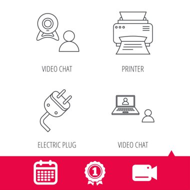 Görüntülü sohbet, yazıcı ve elektrik simgeler takın.