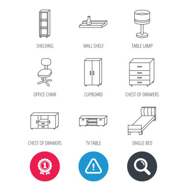 Tek Kişilik Yatak, Tv tablo ve raf simgeler.