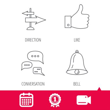 Yönü, başparmak ve konuşma simgeler.