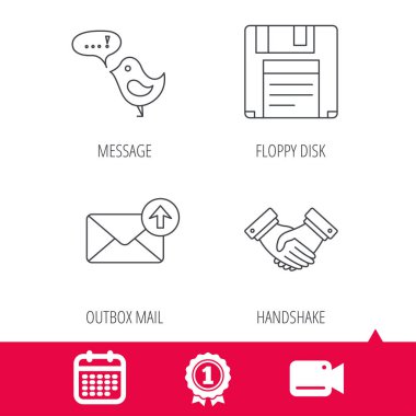 Posta, mesaj ve el sıkışma simgeleri giden kutusu.