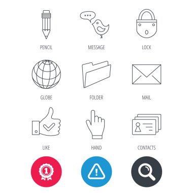 Kalem, el ve dünya küre simge basın.