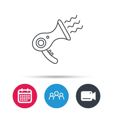 Saç kurutma makinesi simgesi. Elektronik blowdryer işareti.