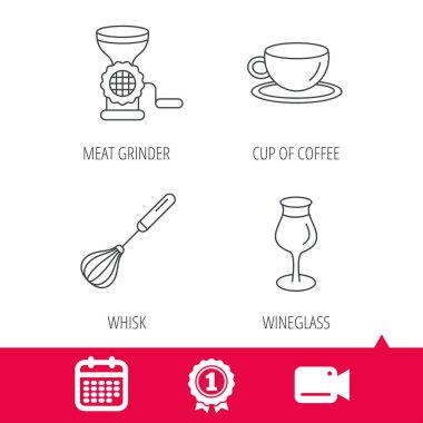 Kahve Kupası, çırpma teli ve bardağı simgeleri.