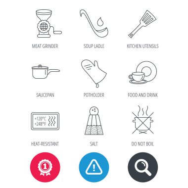 Çorba Kepçe, potholder ve mutfak mutfak eşyaları simgesi.