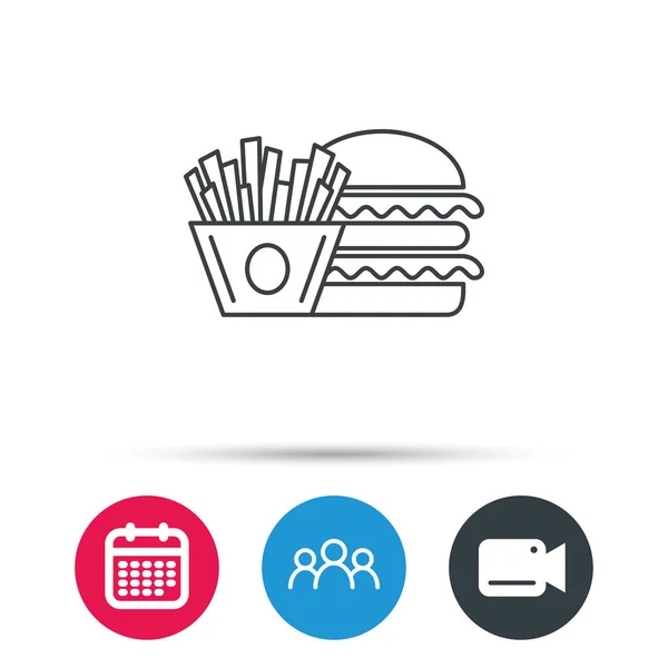 Burger and fries icon. Chips, sandwich sign. — Stock Vector