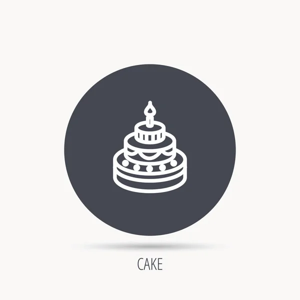케이크 아이콘입니다. 생일 맛 있는 디저트 기호. — 스톡 벡터