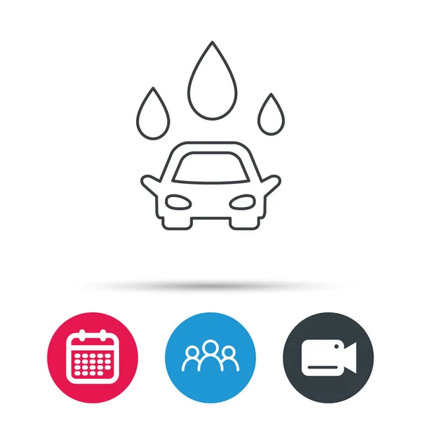Autowaschanlage. Reinigungsstation mit Wassertropfen. — Stockvektor