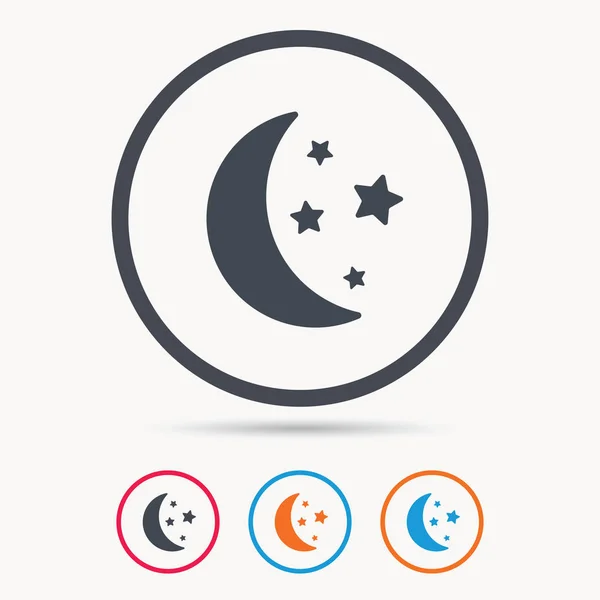 Icono de luna y estrellas. Señal de sueño nocturno . — Vector de stock