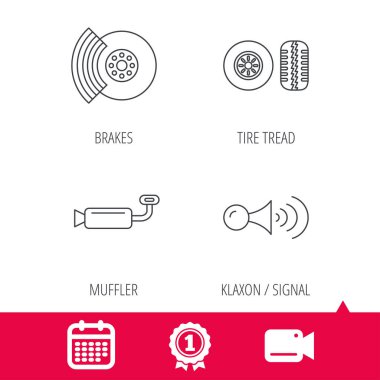 Lastik izleri, fren ve direksiyon simidi simgeleri.