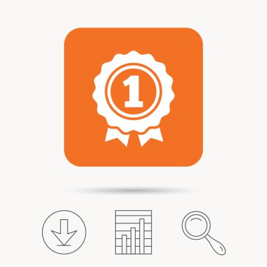 Ödül madalya simgesi. Kazanan amblemi işareti.