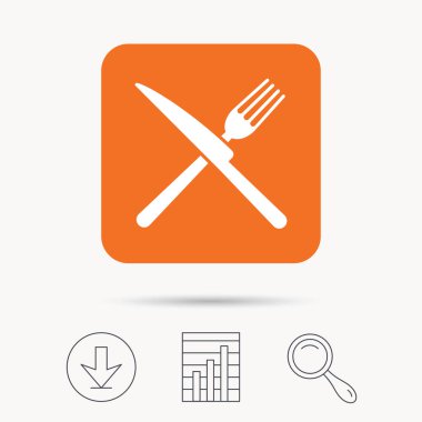 Çatal ve bıçak simgeler. Çatal bıçak takımı işareti.