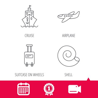 Yolcu, uçak ve bavul simgeleri.