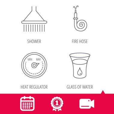 Duş Hortum yangın ve regülatör simgeler ısı.