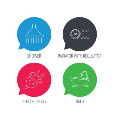 Duş, banyo ve elektrik simgeler takın.