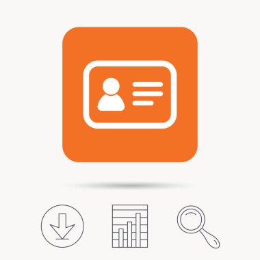 Kimlik kartı simgesi. Kişisel kimlik belgesi.