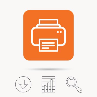 Yazıcı simgesi. Baskı teknolojisi işareti Makaleler.