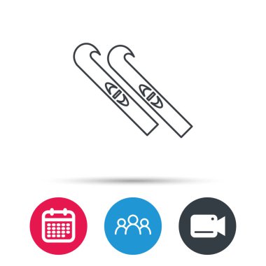 Kayak simgesi. Kayaklar işareti.