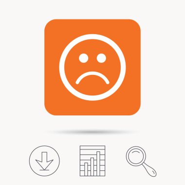 Üzgün smiley simgesi. Kötü geribildirim işareti.