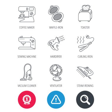 Kahve makinesi, dikiş makinesi ve tost simgeler.