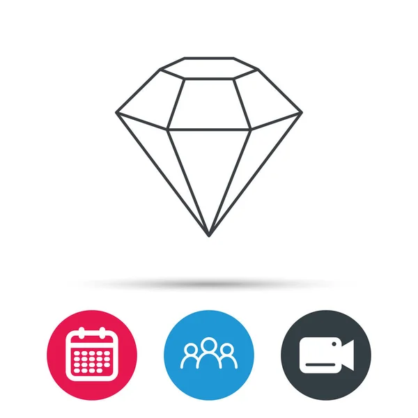 Diamant pictogram. Briljante edelsteen teken. — Stockvector