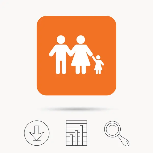 Familie pictogram. Vader, moeder en kind tekenen. — Stockvector