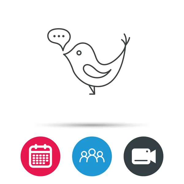 Bird with speech bubble icon. Short messages. — Stock Vector