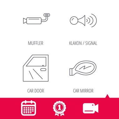 Arabanın kapısını, susturucu ve klakson sinyal simgeleri.