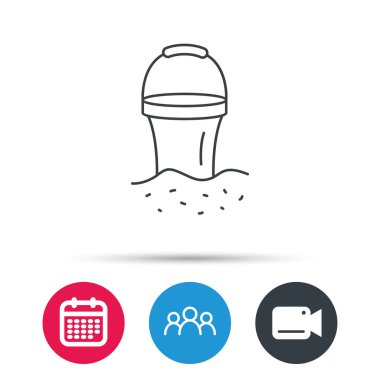 Kova simgesi. Çöp kutusu işareti. Bahçe ekipmanları.