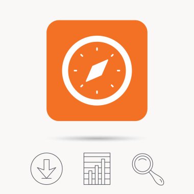 Pusula simgesini. Navigasyon cihazı işareti.