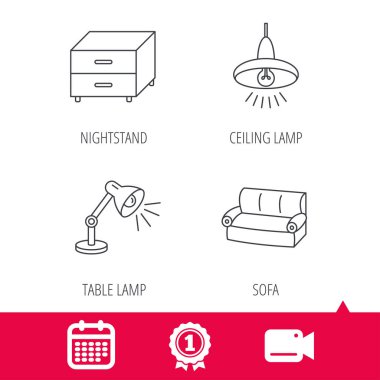 Kanepe, Masa lambası ve komidin simgeleri.