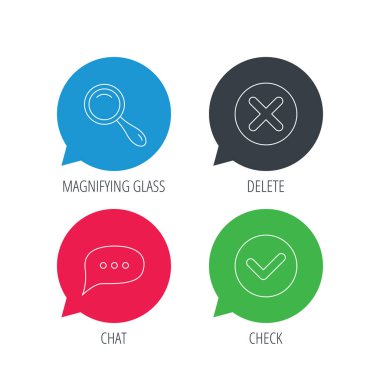 Silmek, kontrol ve konuşma balonu simgeler sohbet.