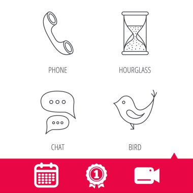 Sohbet, kuş ve telefon simgeleri.