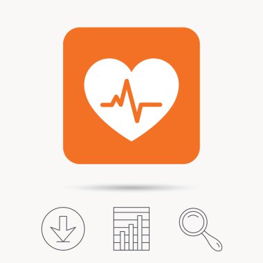 Kalp atışı simgesi. Kardiyoloji sembolü.