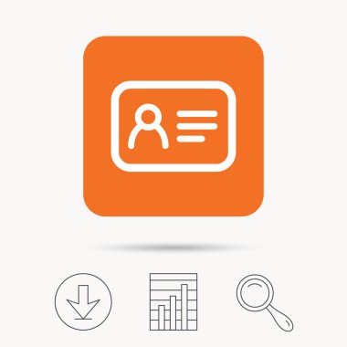 Kimlik kartı simgesi. Kişisel kimlik belgesi.