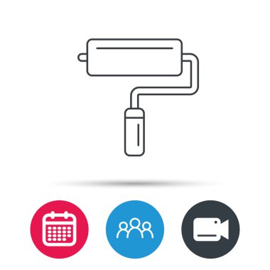 Boya silindiri simgesi. Boya Fırçası aracı işareti.