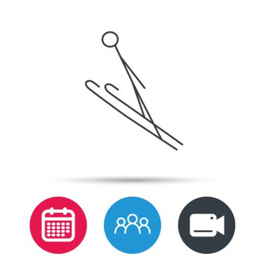 Kayak atlama simgesi. Aşırı spor işareti kayaklar.