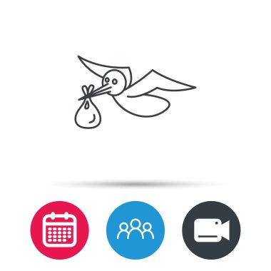 Leylek çuval simgesi olan. Yeni doğan bebek sembolü.