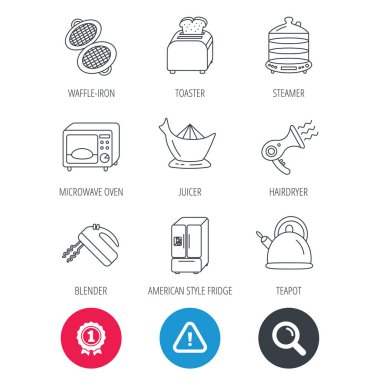 Mikrodalga fırın, çaydanlık ve blender simgeleri.