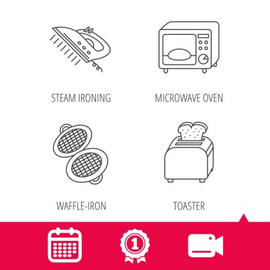 Mikrodalga fırın, tost makinesi- ve ekmek kızartma makinesi simgeleri.