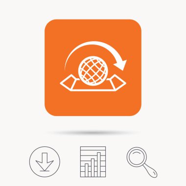 Dünya harita simgesi. Ok işareti ile dünya.