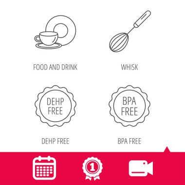 Gıda ve içecek, çırpma teli ve Bpa ücretsiz simgeler.
