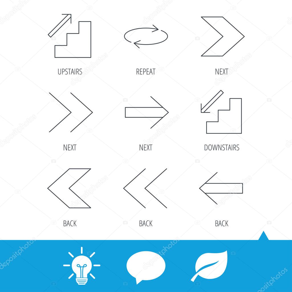 Arrows icons. Upstairs, repeat linear signs.