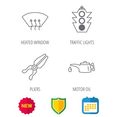 Motor yağı değiştirmek, trafik ışıkları ve pense.