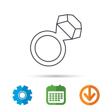 Elmas simgesi ile halka. Mücevherat ve mucevherler işareti.